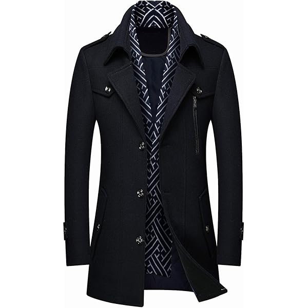 新品タグ付き✨ アンシェヌマン Cashmere Blend Pea Coat Men's Thermal Single Breasted Wool Blend Coat Business